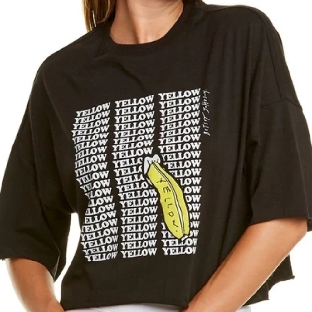 NWT Betsey Johnson Yellow banana knit t-shirt S XL